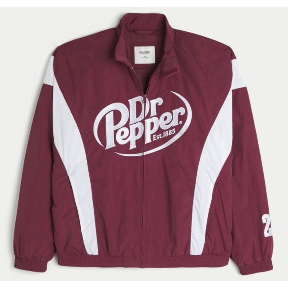 Hollister ST Dr Pepper Graphic Racing Jacket Coat Men's Size Large Full Zip NWT‎